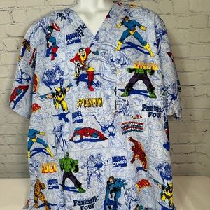 NWT Superhero Scrub Top